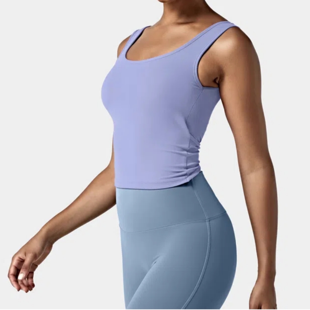 HALARA U Neck Tank Top Crossover Back Stretch Barre Gym Workout Active P…